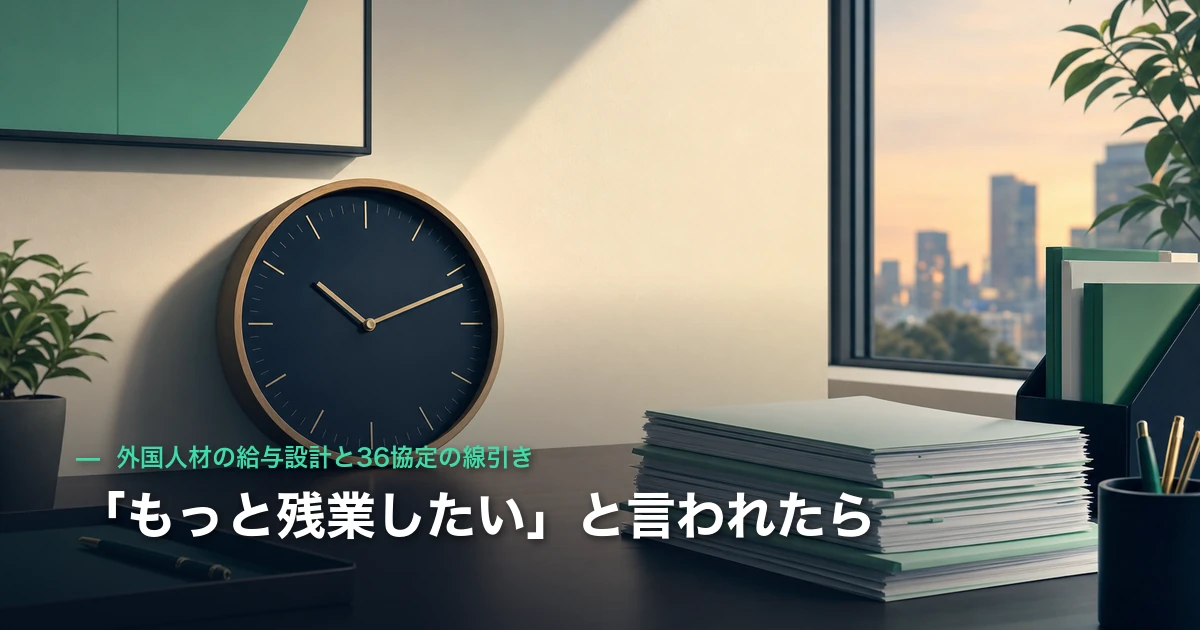 「もっと残業したい」と言われたら｜外国人材の給与設計と36協定の線引き