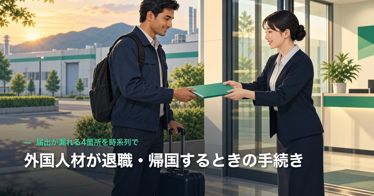 外国人材が退職・帰国するときの手続き｜届出が漏れる4箇所を時系列で