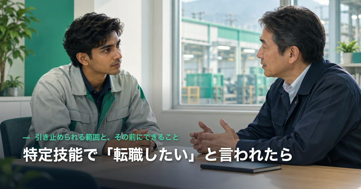 特定技能で「転職したい」と言われたら｜引き止められる範囲と、その前にできること