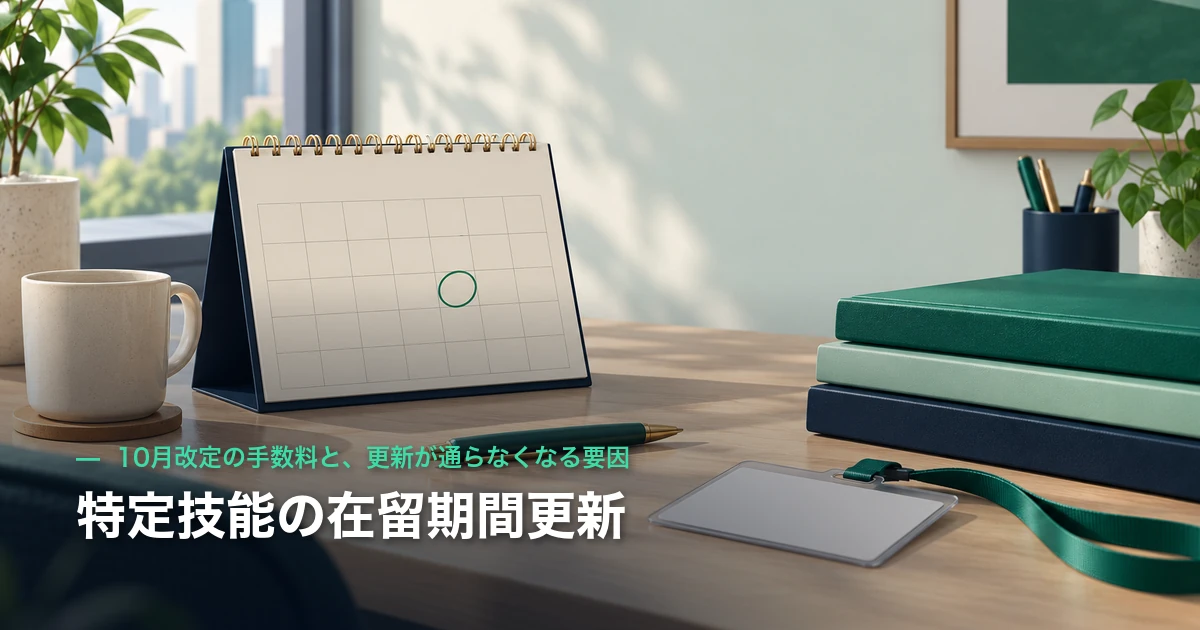 特定技能の在留期間更新｜10月改定の手数料と、更新が通らなくなる要因